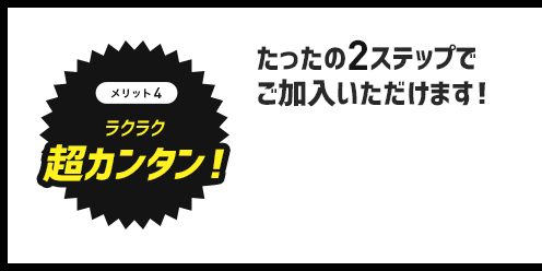 メリット4　ラクラク超カンタン！たったの2ステップでご加入い<br>ただけます！