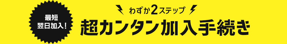 最短翌日加入！わずか2ステップ超カンタン加入手続き